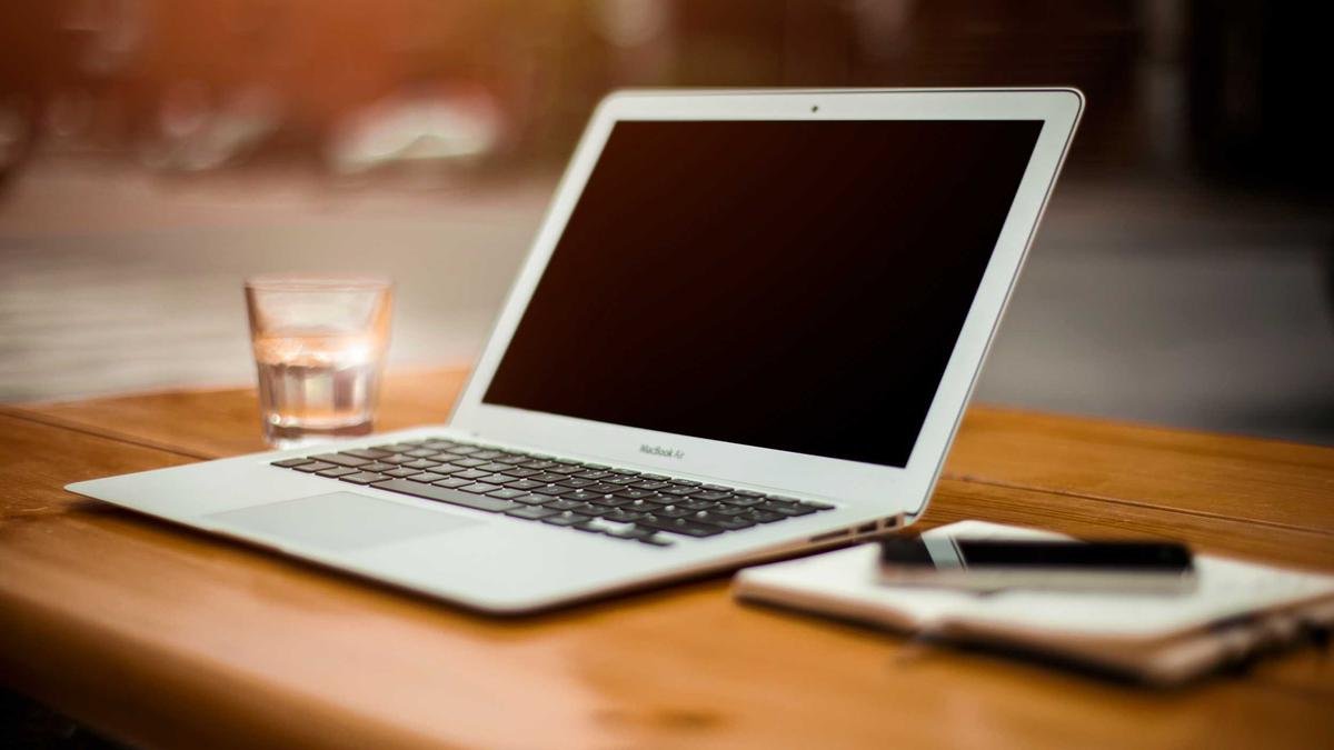 Open laptop on a desk